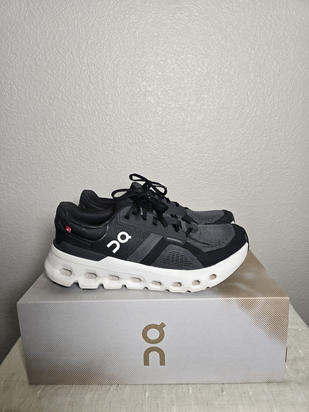 On Running Black and Gray Cloud Sneakers